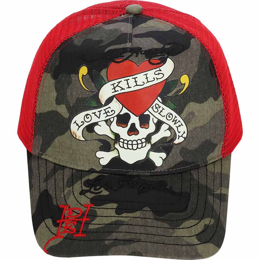 Ed Hardy Love Skills Slowly Trucker Cap Camo/Black | Studio 88