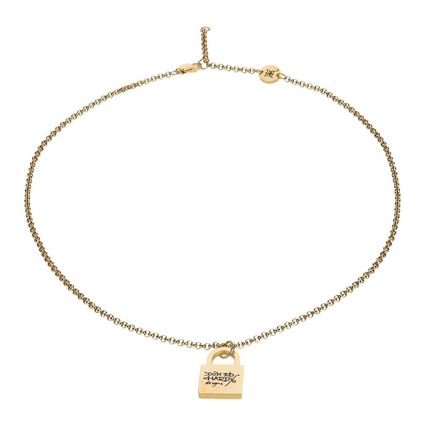 Ed Hardy Padlock Pendant Necklace Gold | Studio 88