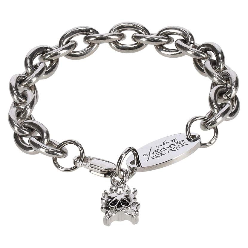 Ed Hardy Flaming Skull Chain Bracelet Silver | Studio 88