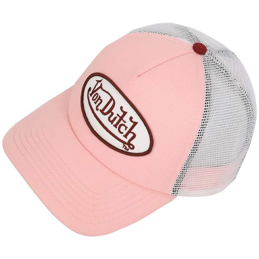 Von Dutch Ripped Lozenge Trucker Cap Rose/White | Studio 88