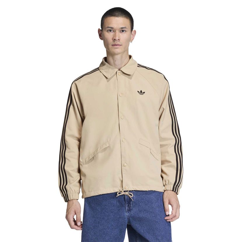 adidas Originals 3 Stripes Coach Jacket Mens Stone Khaki | Studio 88 adidas Originals 3 Stripes Coach Jacket Mens Stone Khaki | Studio 88