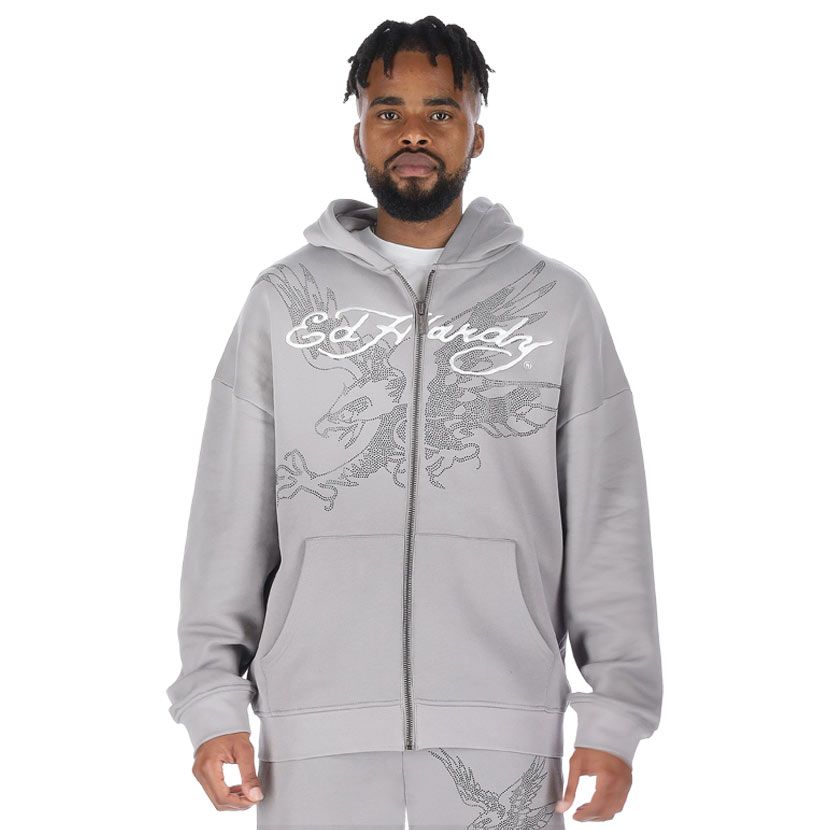 Ed Hardy Diving Eagle Hoodie Mens Grey | Studio 88