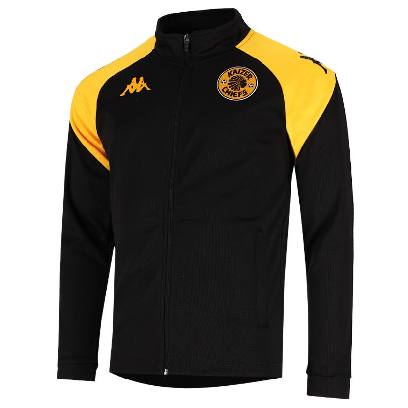 Kappa Kaizer Chiefs Lenno AM Soccer Jacket Mens Black/Yellow Kappa Kaizer Chiefs Lenno AM Soccer Jacket Mens Black/Yellow