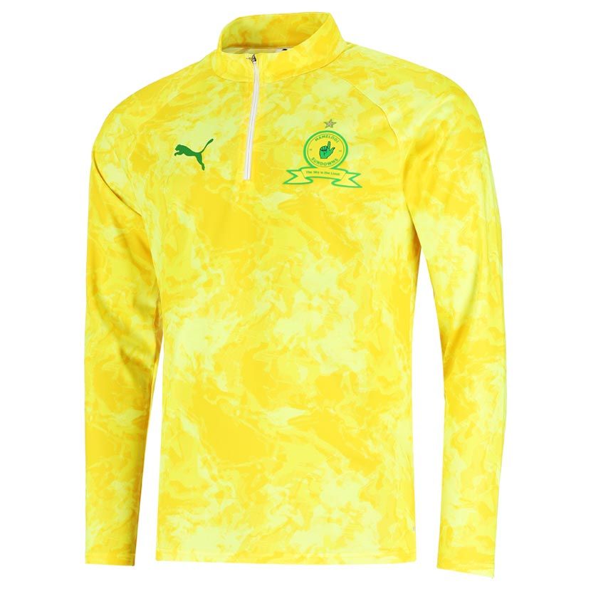Puma Mamelodi Sundowns Pre Match 1/4 Zip Top Mens Yellow