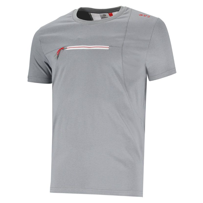 Volkswagen Panel Zip Detail T-shirt Mens Grey/White| Studio 88