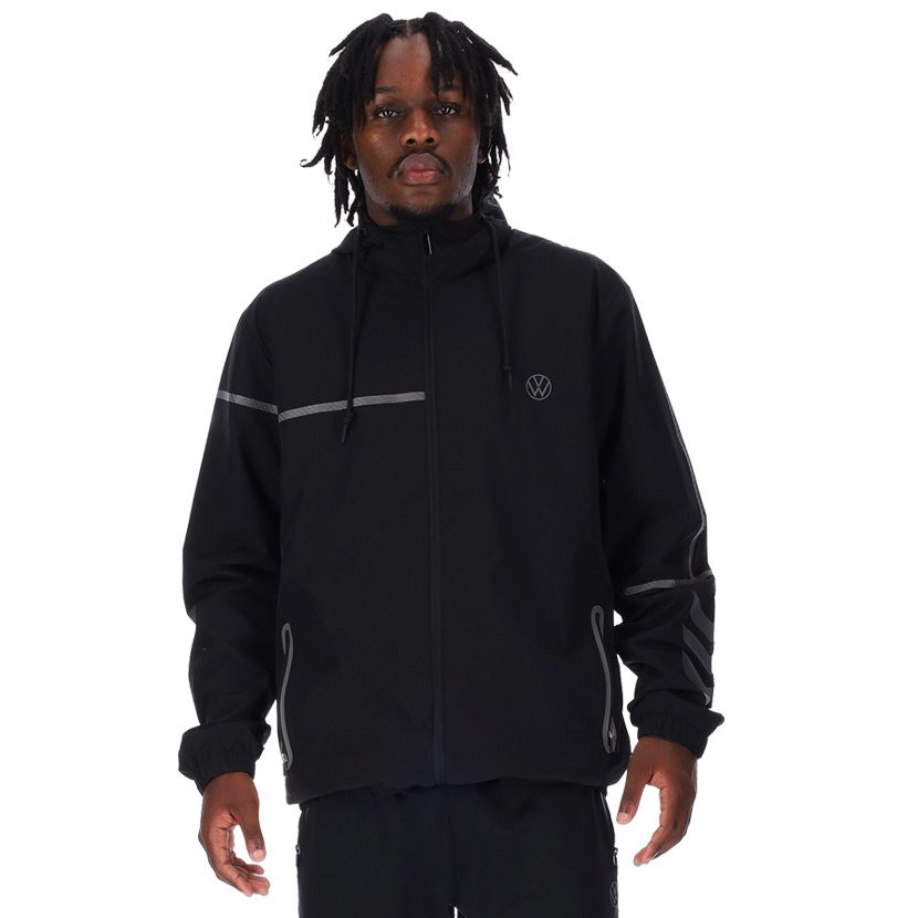 Volkswagen Stripes Hooded Jacket Mens Core Black | Studio 88