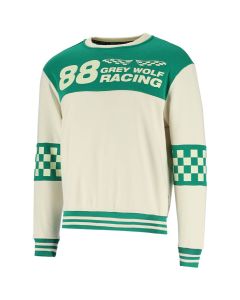 Grey Wolf Mens Racing Crew Neck Sweater White/Green