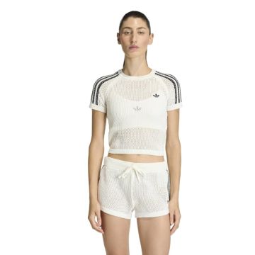 adidas Originals Knitted Crochet T-shirt Womens White