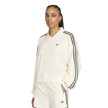 adidas Originals Terry Towel V Neck Polo Shirt Womens Off White
