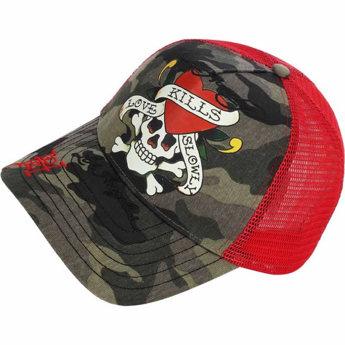 Ed Hardy Love Skills Slowly Trucker Cap Camo/Black | Studio 88