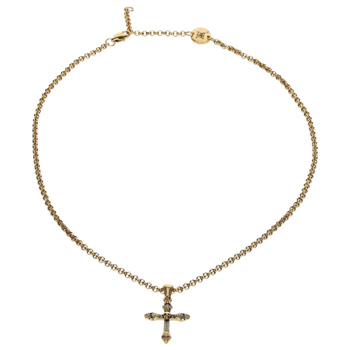 Ed Hardy Bevelled Cross Necklace Gold | Studio 88