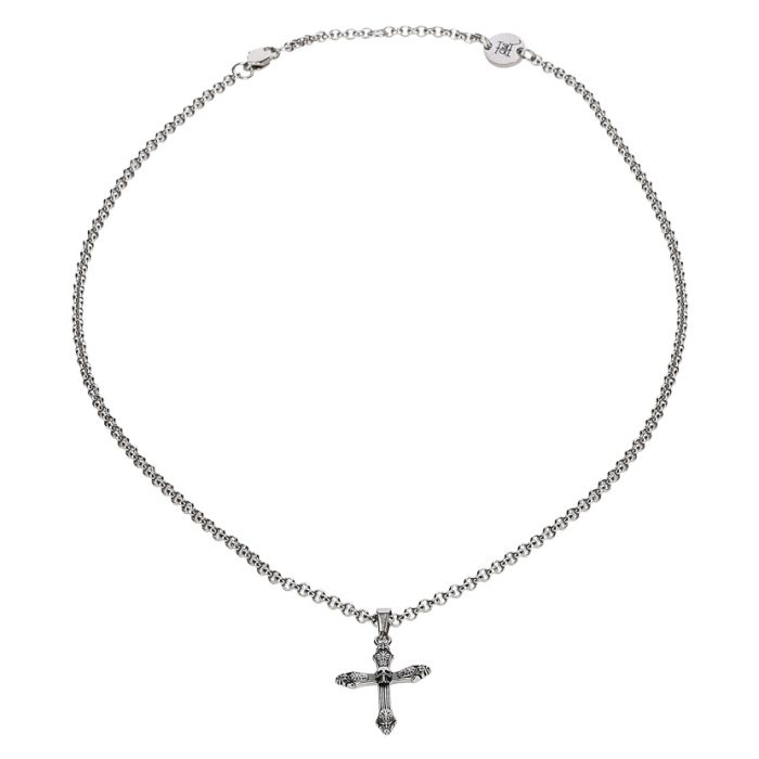 Ed Hardy Bevelled Cross Necklace Silver | Studio 88