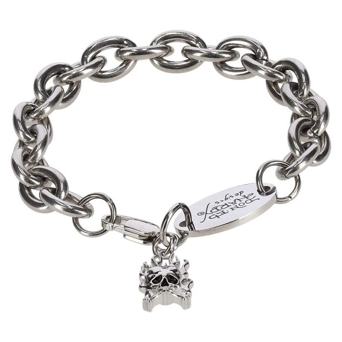 Ed Hardy Flaming Skull Chain Bracelet Silver | Studio 88