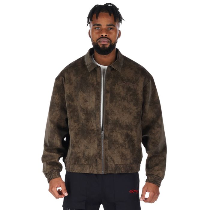Shop Ed Hardy Eagle Biker PU Jacket Mens Dark Brown | Studio 88