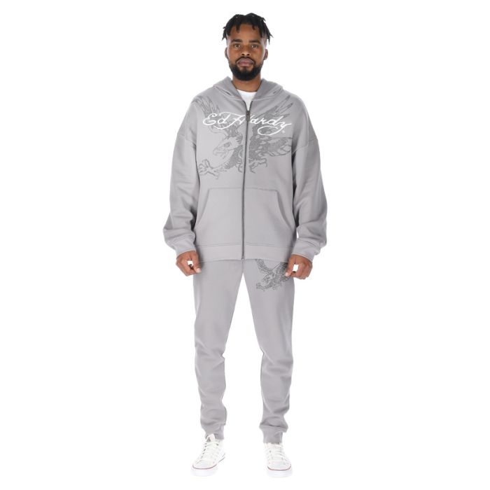 Ed Hardy Diving Eagle Hoodie Mens Grey | Studio 88