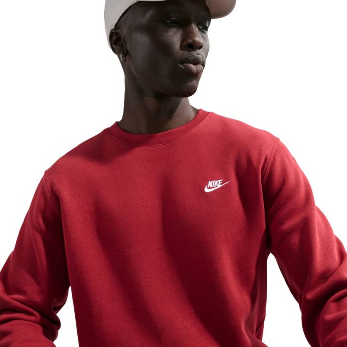 Nike Club Fleece Crewneck Sweatshirt Mens Crimson | Studio 88
