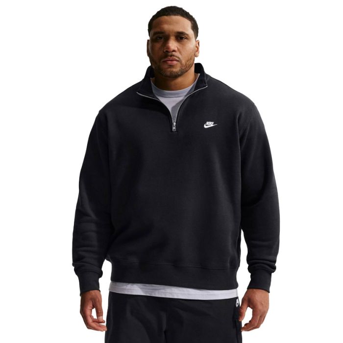 Shop Nike Sportswear Club 1/2 Zip Fleece Top Mens Black/White | S