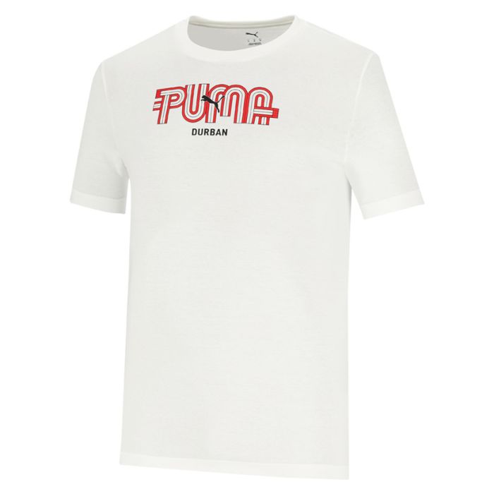 Puma Graphics DBN Arch Logo T-Shirt Mens White | Studio 88