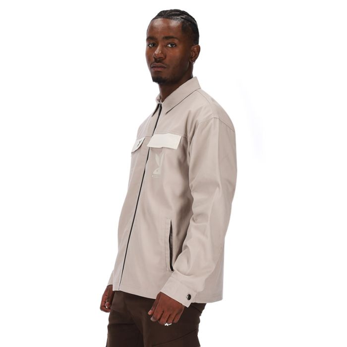 Playboy Ripstop Rebel Field Jacket Mens Light Grey | Studio 88