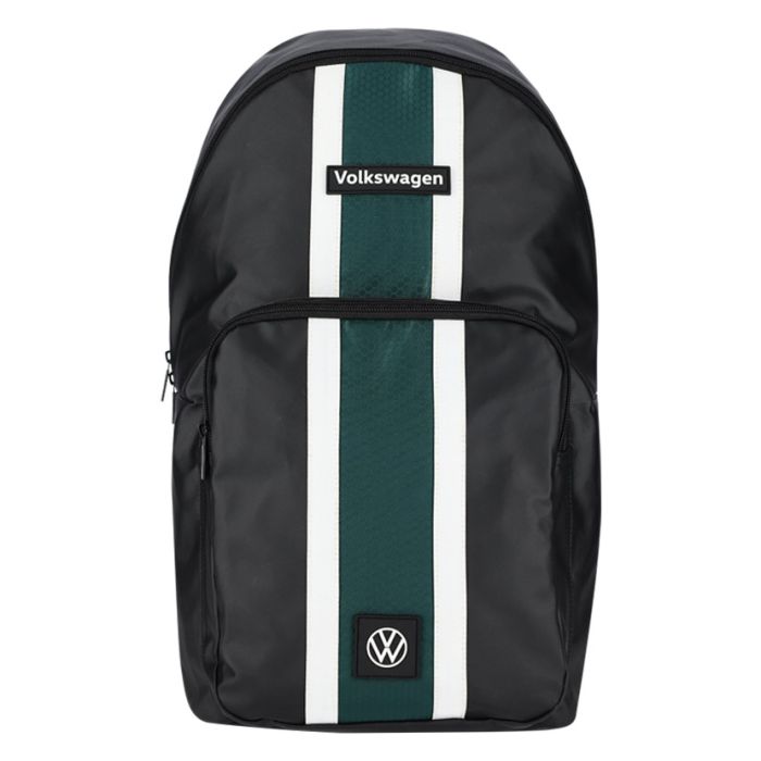 wmmw backpack【navy×green logo】 Volkswagen Coated Nylon Stripe Detail Backpack Black/Emerald