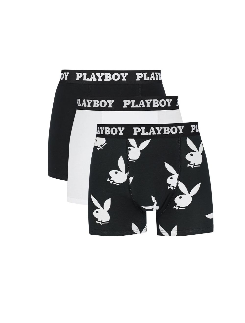 Shop Playboy Solid Big RDH 3 Pack Mens Jersey Trunks Black/White