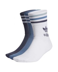 adidas Originals Mid Cut Crew Socks 3 Pairs White Blue