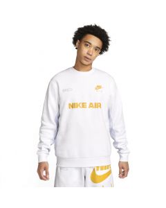 Nike Sportswear Air Brushed Back Fleece Crew Sweatshirt Mens White