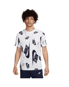 Nike Allover Print T-Shirt Mens White Navy