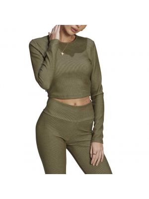 Shop adidas Originals Cropped Long Sleeve Top Womens Olive at Studio 88 Online