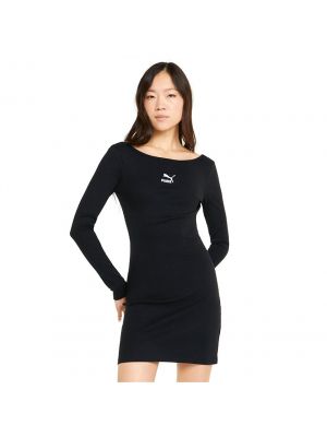 Shop Puma Classics Ribbed Long Sleeve Dress Womens Carbon Black at Studio 88 Online