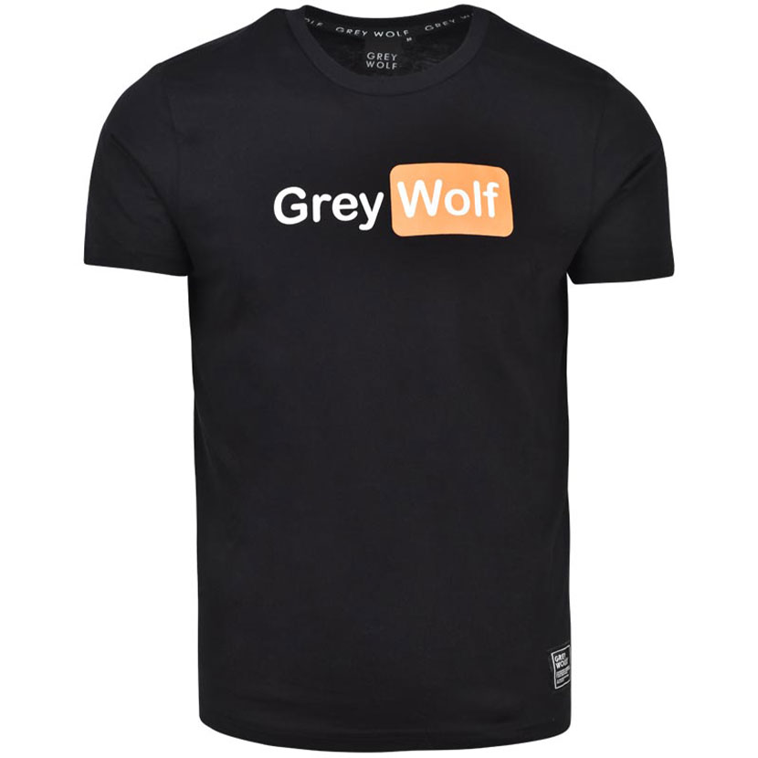 Grey Wolf Orange Block T-shirt Mens Burn Black