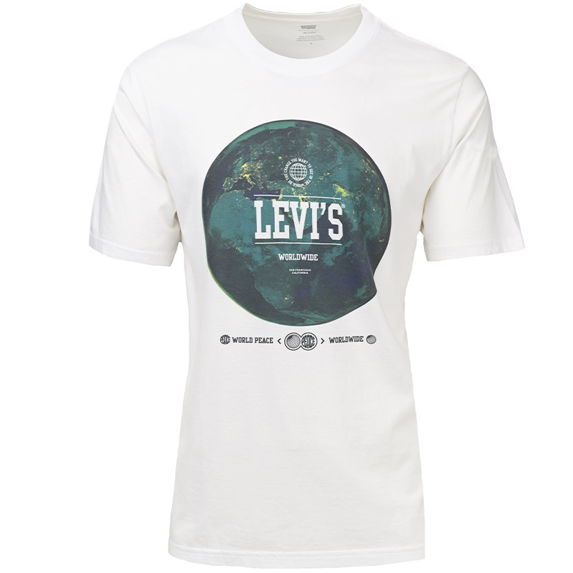Levi&amp;#039;s Relaxed Fit World Peace T-shirt Mens Cloud White