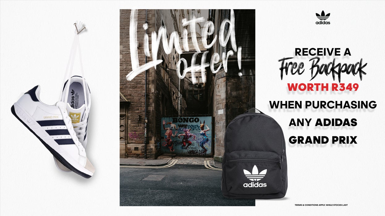 Purchase any Grand Prix and get a FREE adidas Backpack!